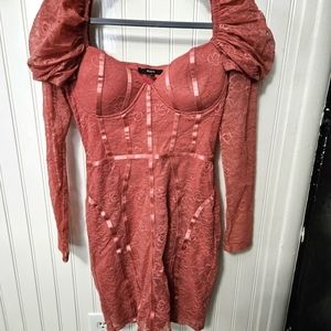 Junior girls form fitting corset style dress pink